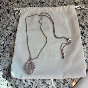 Kendra Scott Silver Necklace with Iridescent Purple Pendant